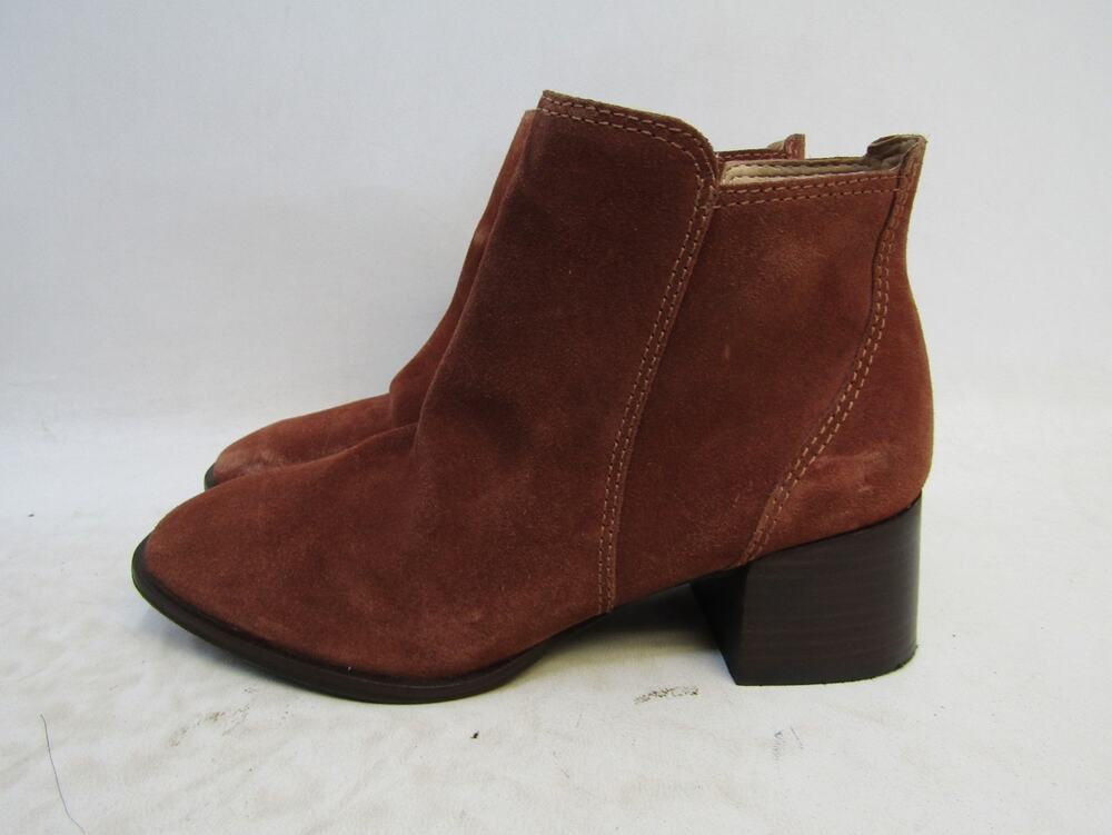 Lucky Brand Womens Size 7 M Rust Suede Zip Ankle Fashion Boots Bootie